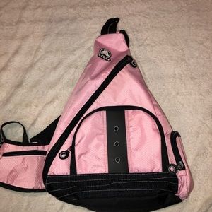 Pink crocs cross body bag